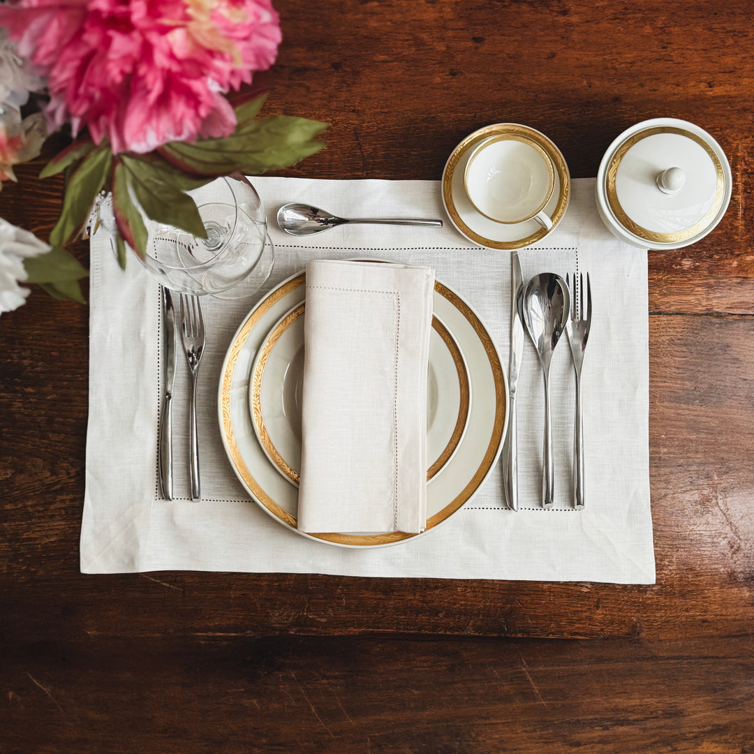 PLACEMAT SET CREAM- A JOUR