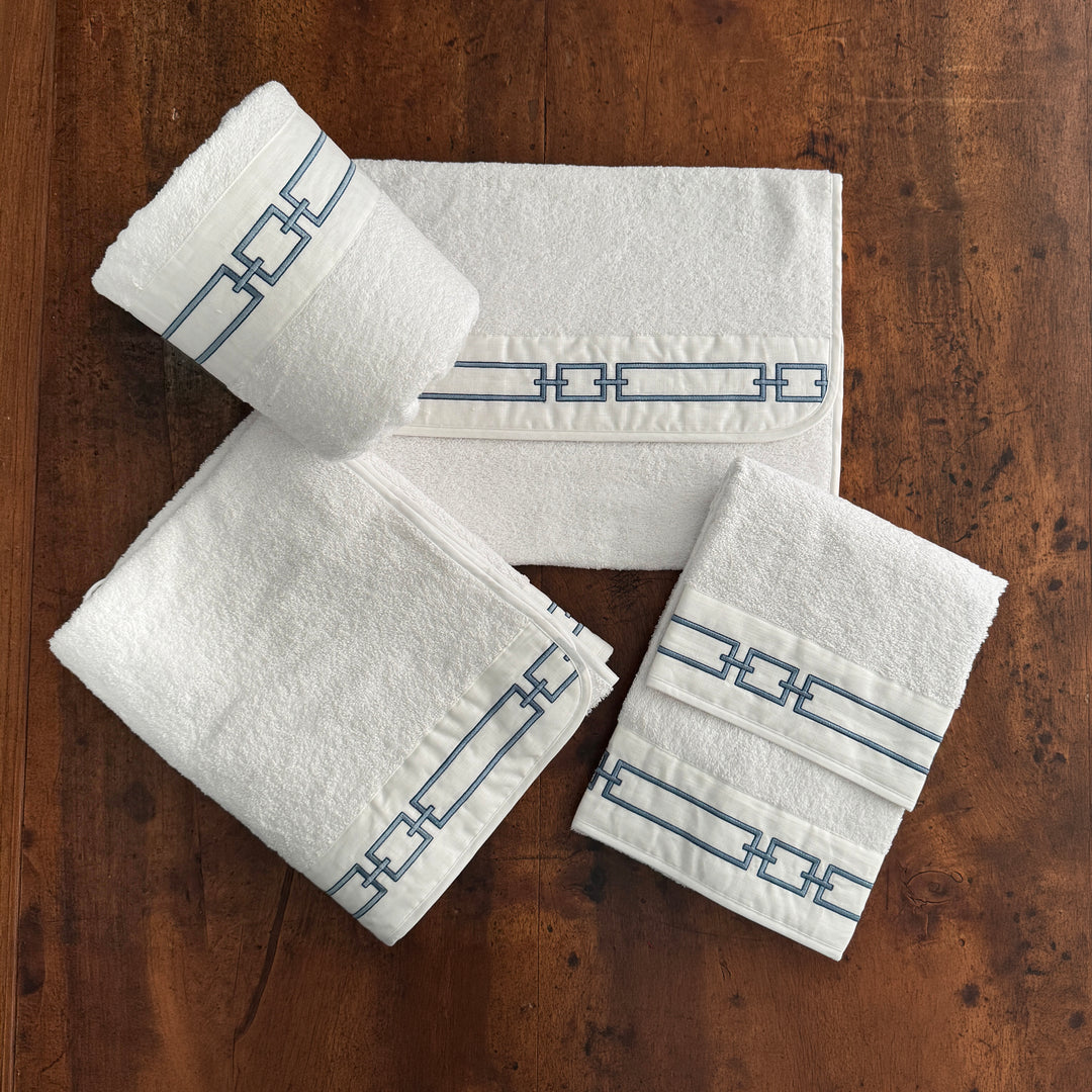 CHAINS TOWEL SET - WHITE/AVIO