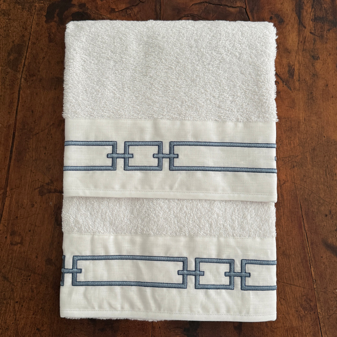CHAINS TOWEL SET - WHITE/AVIO