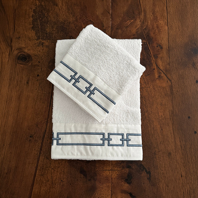 CHAINS TOWEL SET - WHITE/AVIO