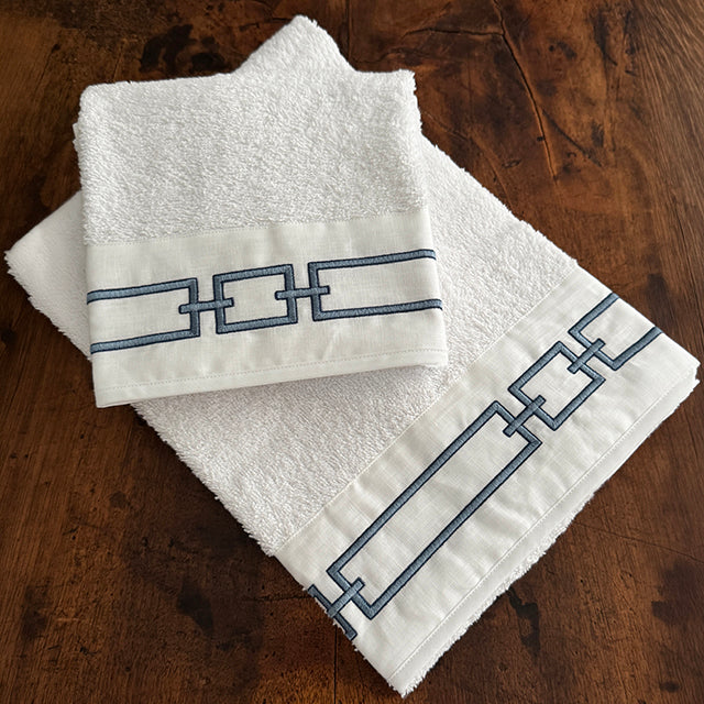 CHAINS TOWEL SET - WHITE/AVIO