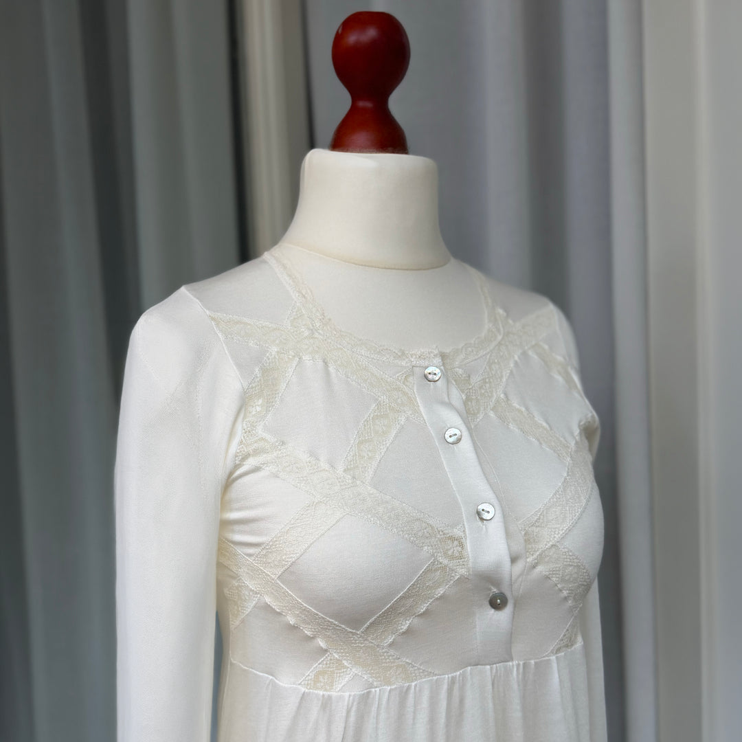 GEMMA NIGHTGOWN LONG SLEEVES - CREAM