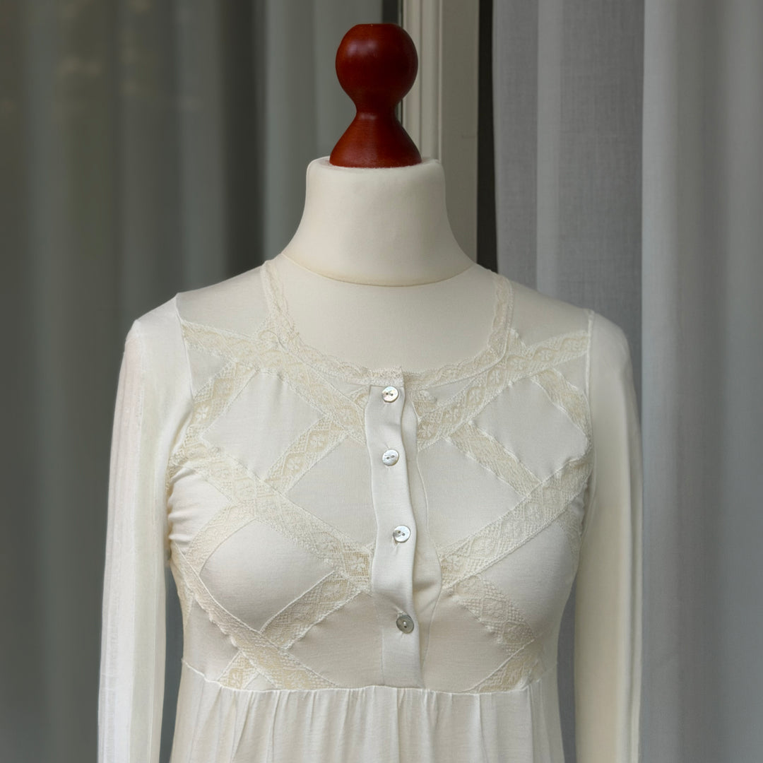 GEMMA NIGHTGOWN LONG SLEEVES - CREAM