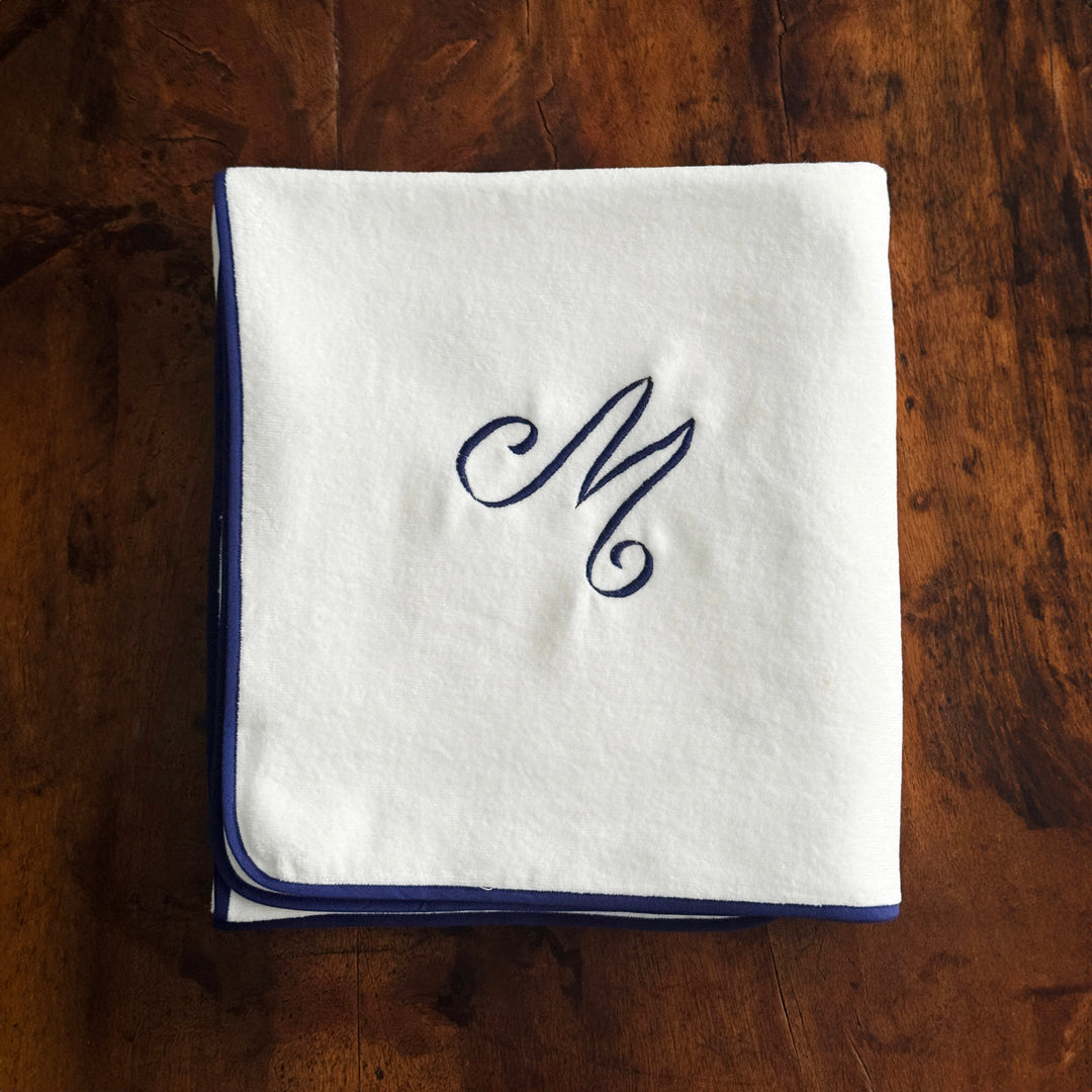 BATH SHEET - WHITE/NAVY