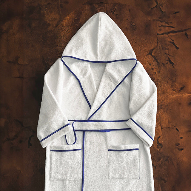BATHROBE - WHITE/NAVY