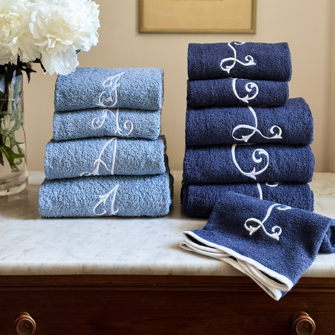 TOWEL SET MONOGRAM - NAVY