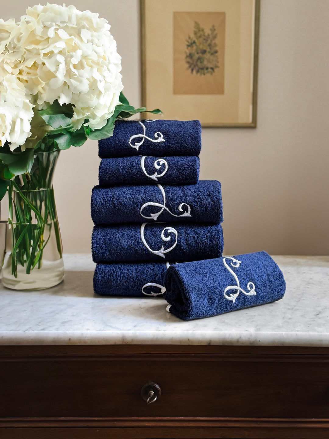 TOWEL SET MONOGRAM - NAVY