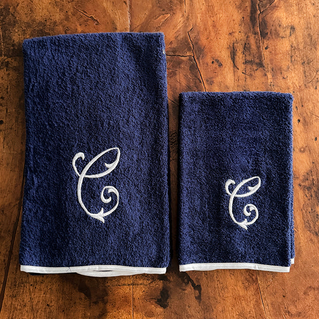 TOWEL SET MONOGRAM - NAVY
