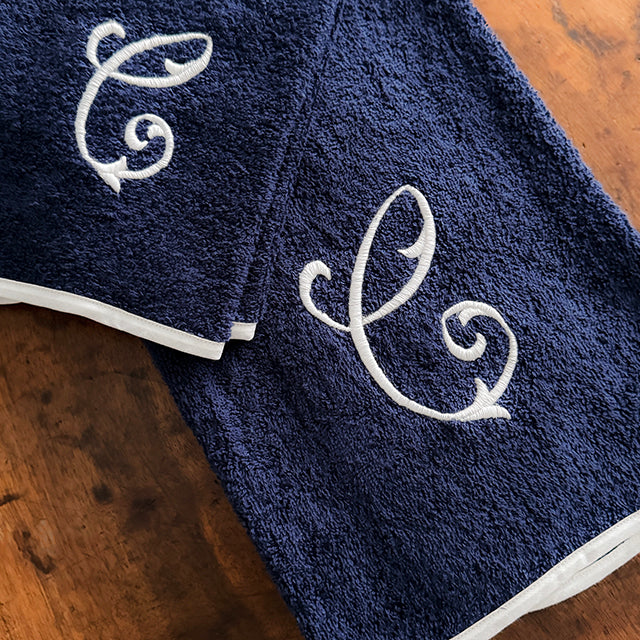 TOWEL SET MONOGRAM - NAVY