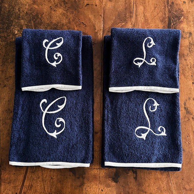TOWEL SET MONOGRAM - NAVY