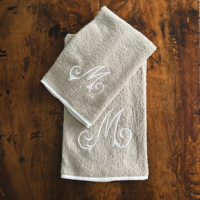 TOWEL SET MONOGRAM - BEIGE