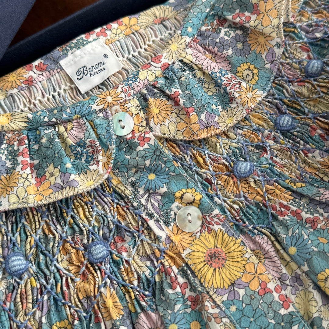 CAMICIA DA NOTTE CON SMOCK - FIORI