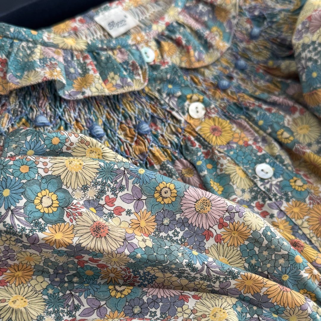 CAMICIA DA NOTTE CON SMOCK - FIORI