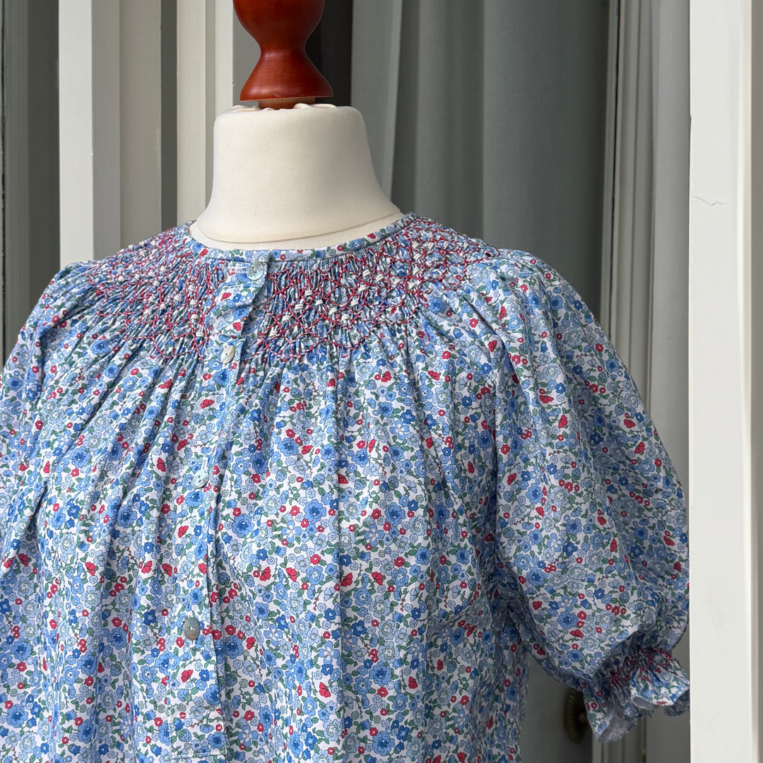 CAMICIA DA NOTTE A FIORI CON SMOCK
