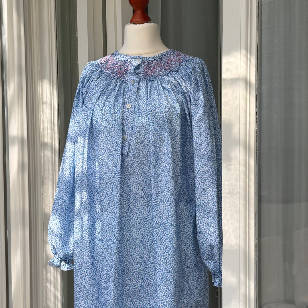CAMICIA DA NOTTE A FIORI CON SMOCK
