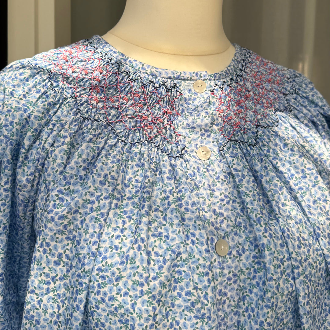 CAMICIA DA NOTTE A FIORI CON SMOCK