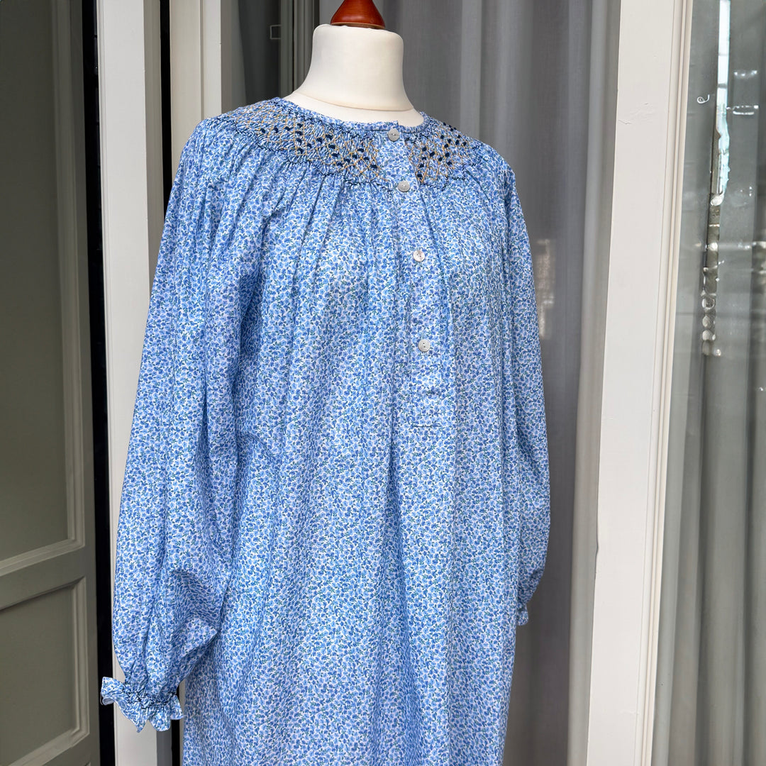 CAMICIA DA NOTTE A FIORI CON SMOCK