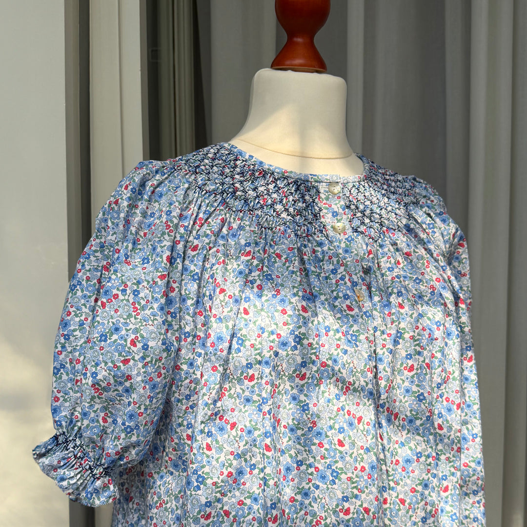 CAMICIA DA NOTTE A FIORI CON SMOCK