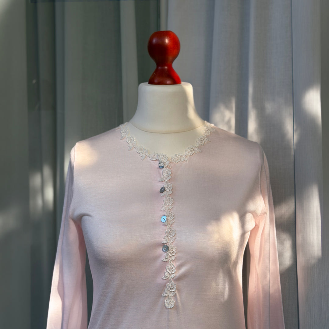PAOLA NIGHTGOWN LONG SLEEVES - PINK