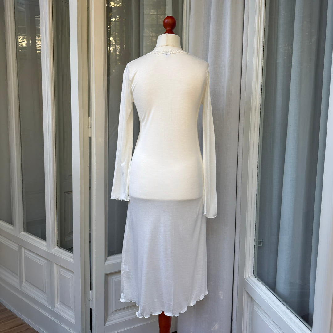 CAMICIA DA NOTTE PAOLA MANICA LUNGA - PANNA