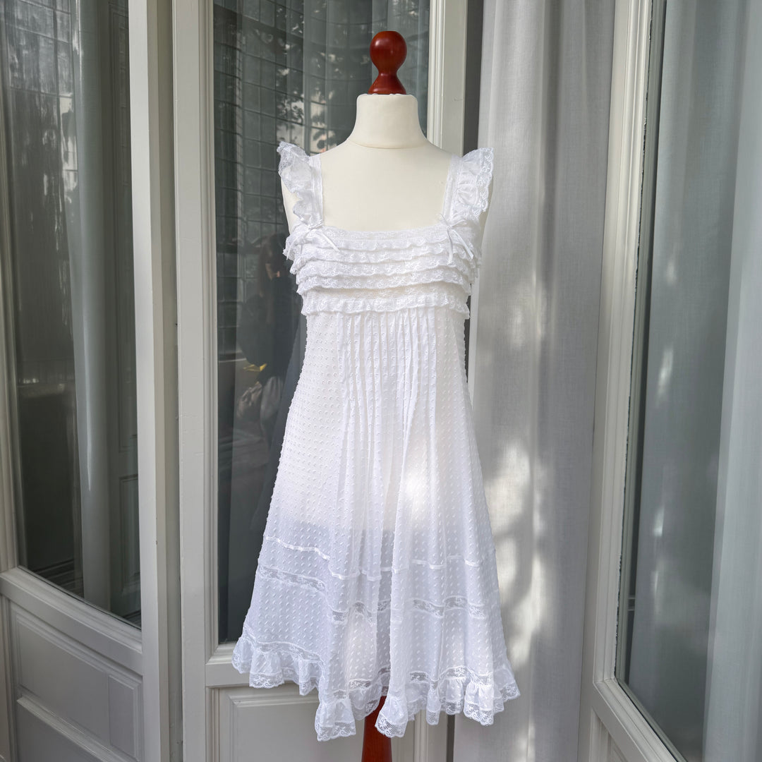 AMALIA CAMICIA DA NOTTE PLUMETIS - BIANCO