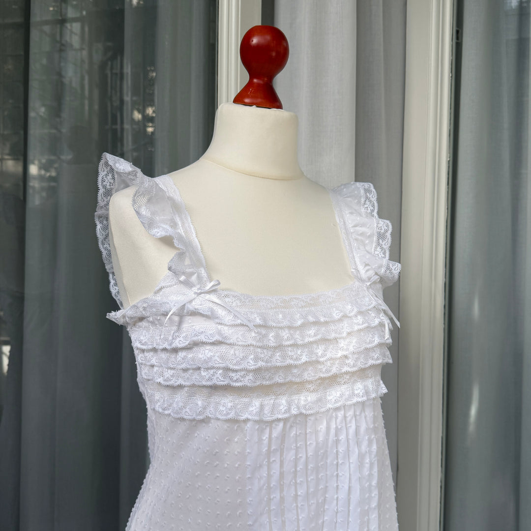 AMALIA CAMICIA DA NOTTE PLUMETIS - BIANCO