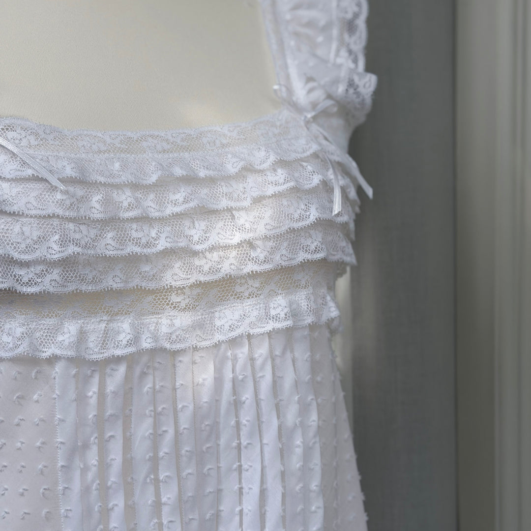 AMALIA CAMICIA DA NOTTE PLUMETIS - BIANCO