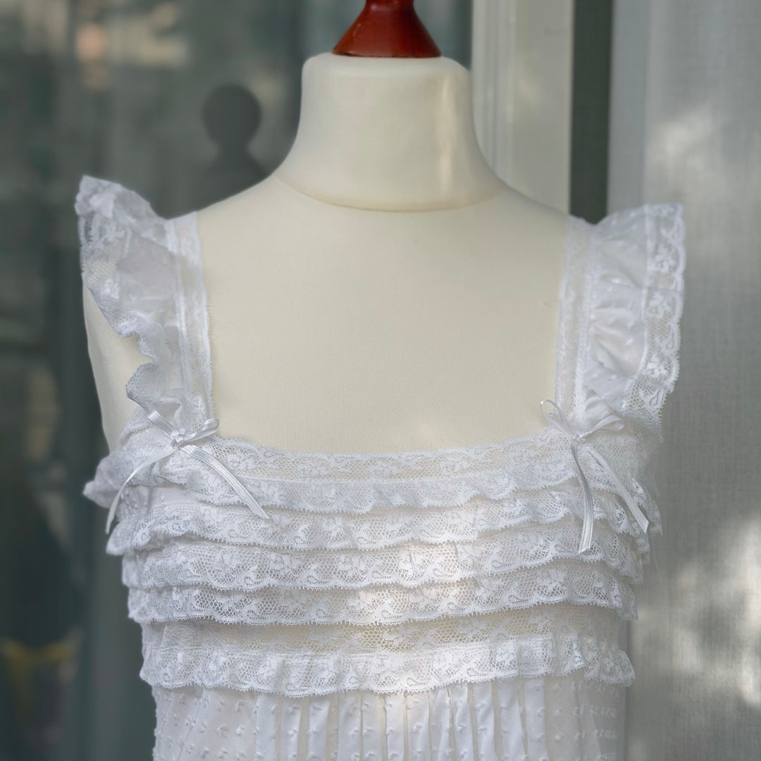 AMALIA CAMICIA DA NOTTE PLUMETIS - BIANCO