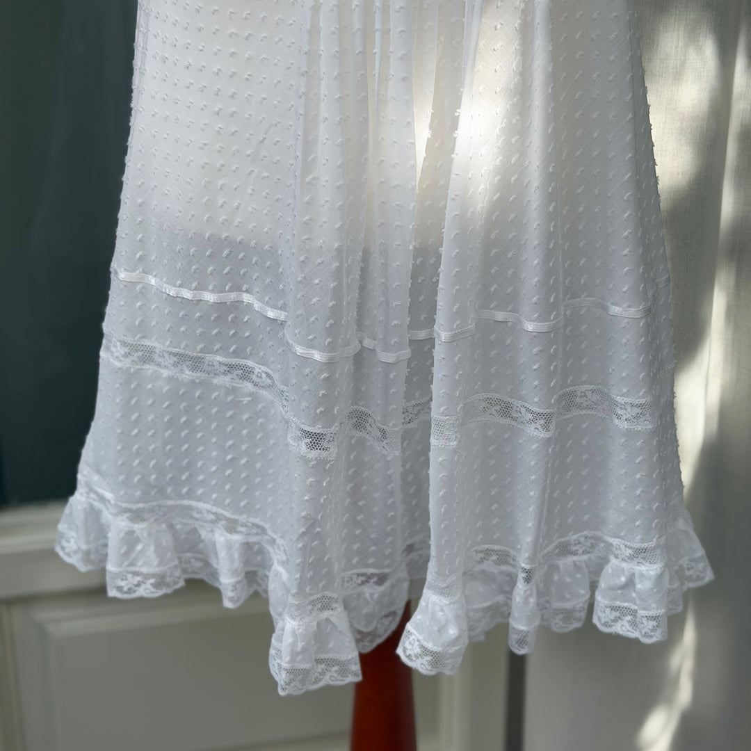 AMALIA CAMICIA DA NOTTE PLUMETIS - BIANCO