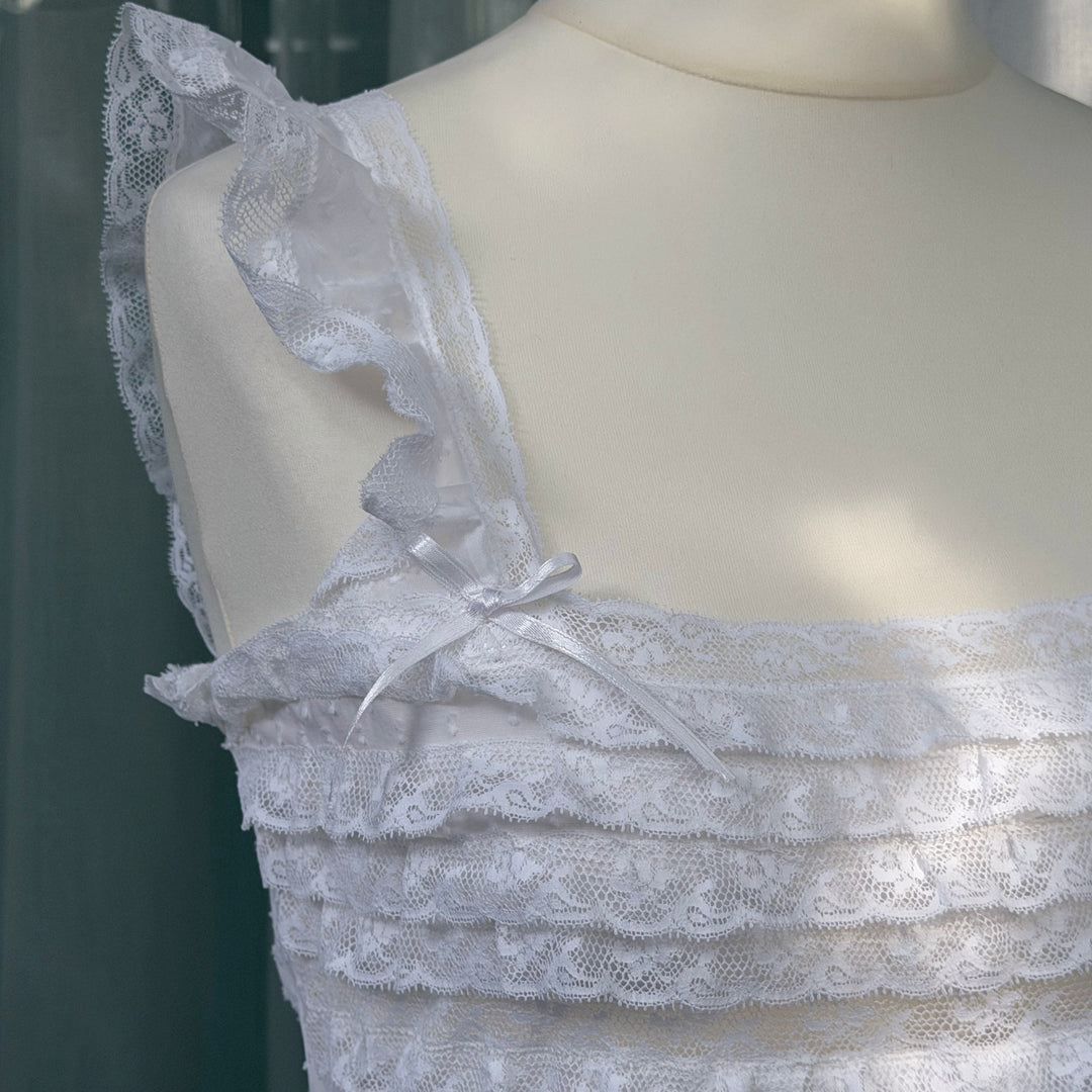 AMALIA CAMICIA DA NOTTE PLUMETIS - BIANCO