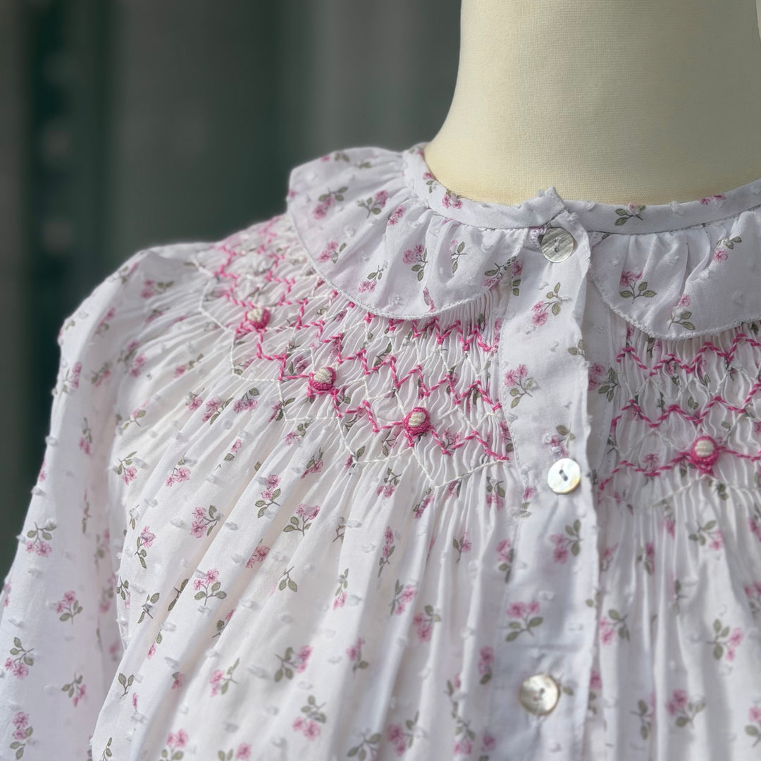FLORAL NIGHTGOWN WITH SMOCK