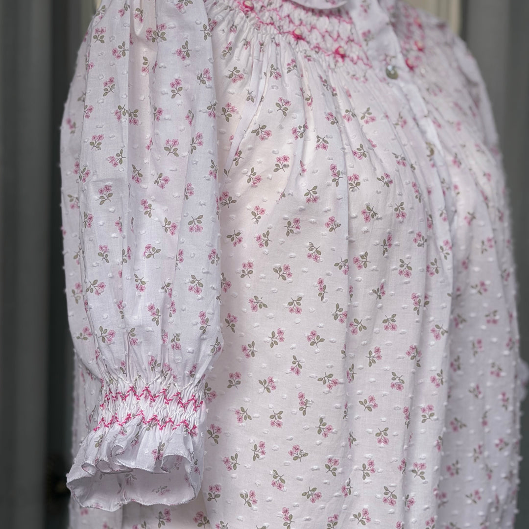 FLORAL NIGHTGOWN WITH SMOCK