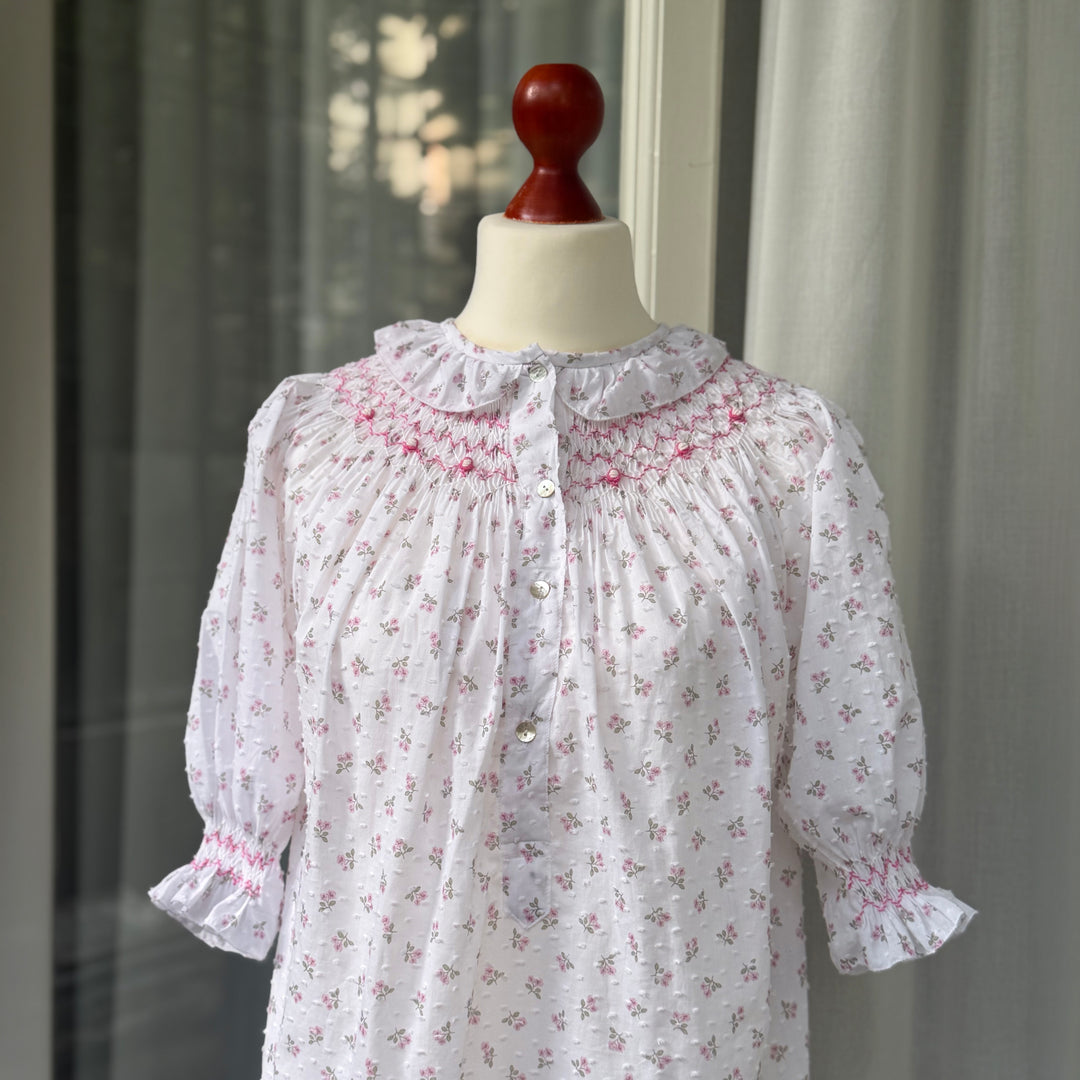 FLORAL NIGHTGOWN WITH SMOCK