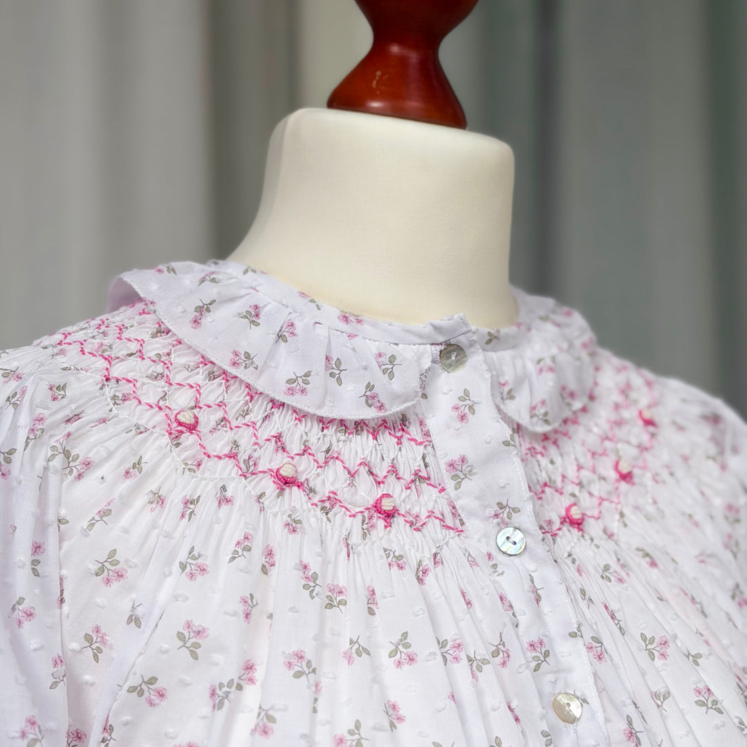 FLORAL NIGHTGOWN WITH SMOCK