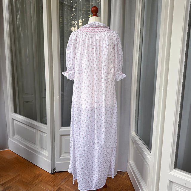 FLORAL NIGHTGOWN WITH SMOCK