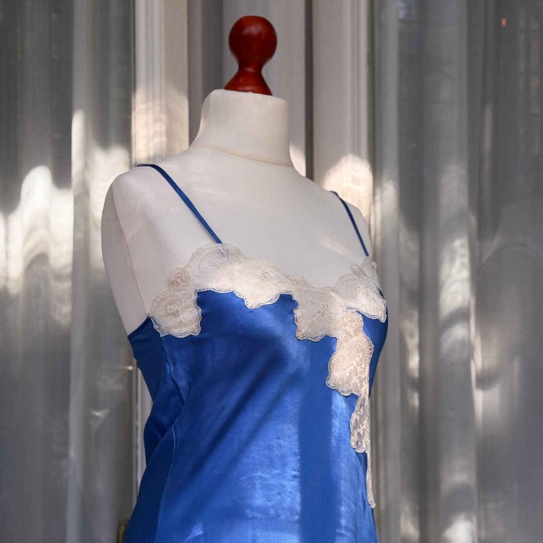 PURE SILK NIGHTGOWN LAUREN - BLUE