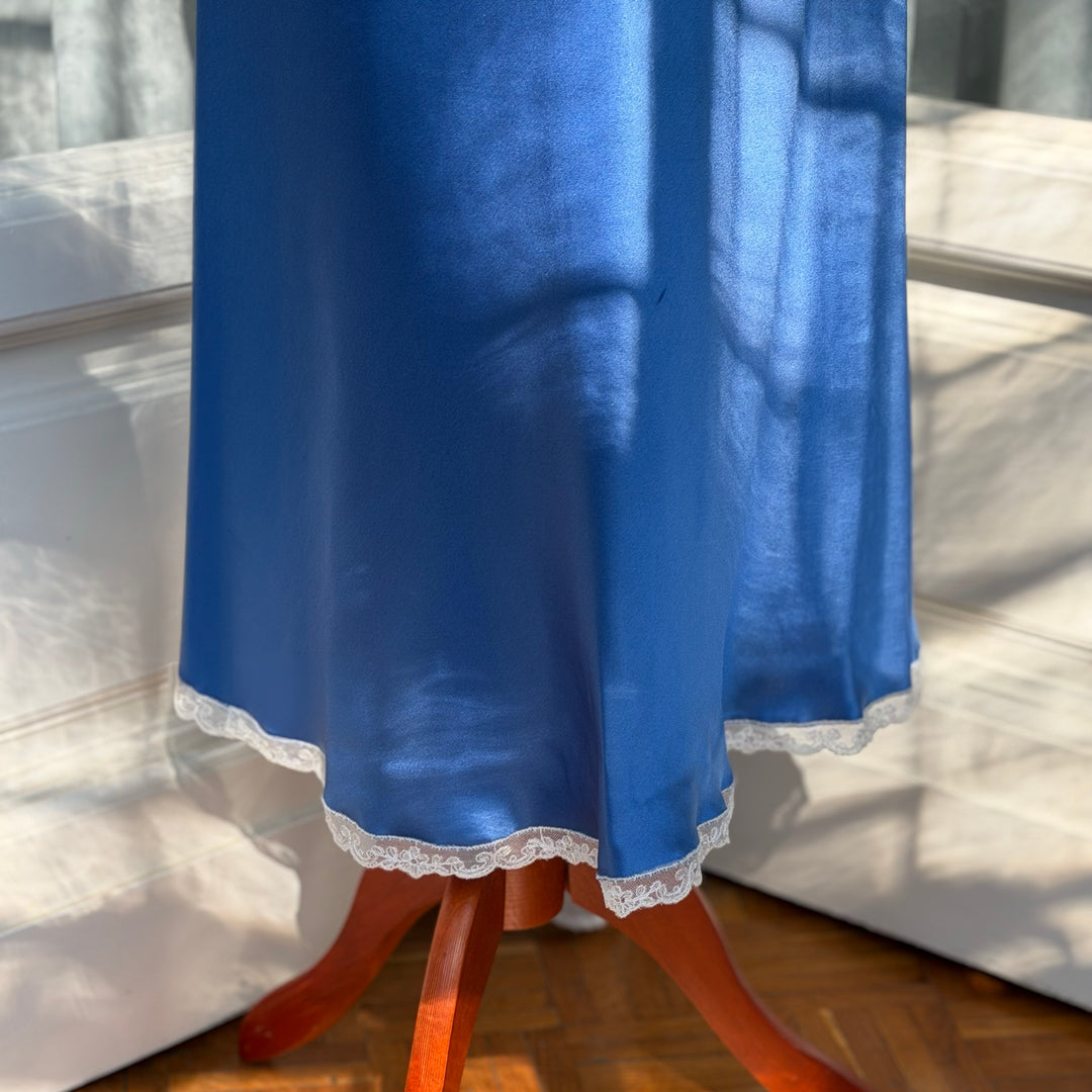 PURE SILK NIGHTGOWN LAUREN - BLUE