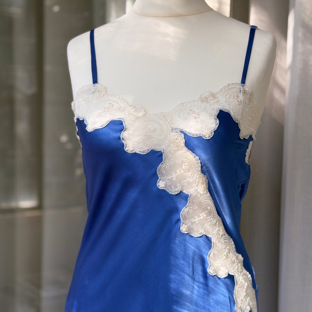 PURE SILK NIGHTGOWN LAUREN - BLUE