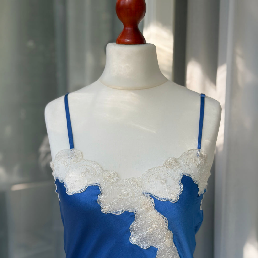 PURE SILK NIGHTGOWN LAUREN - BLUE