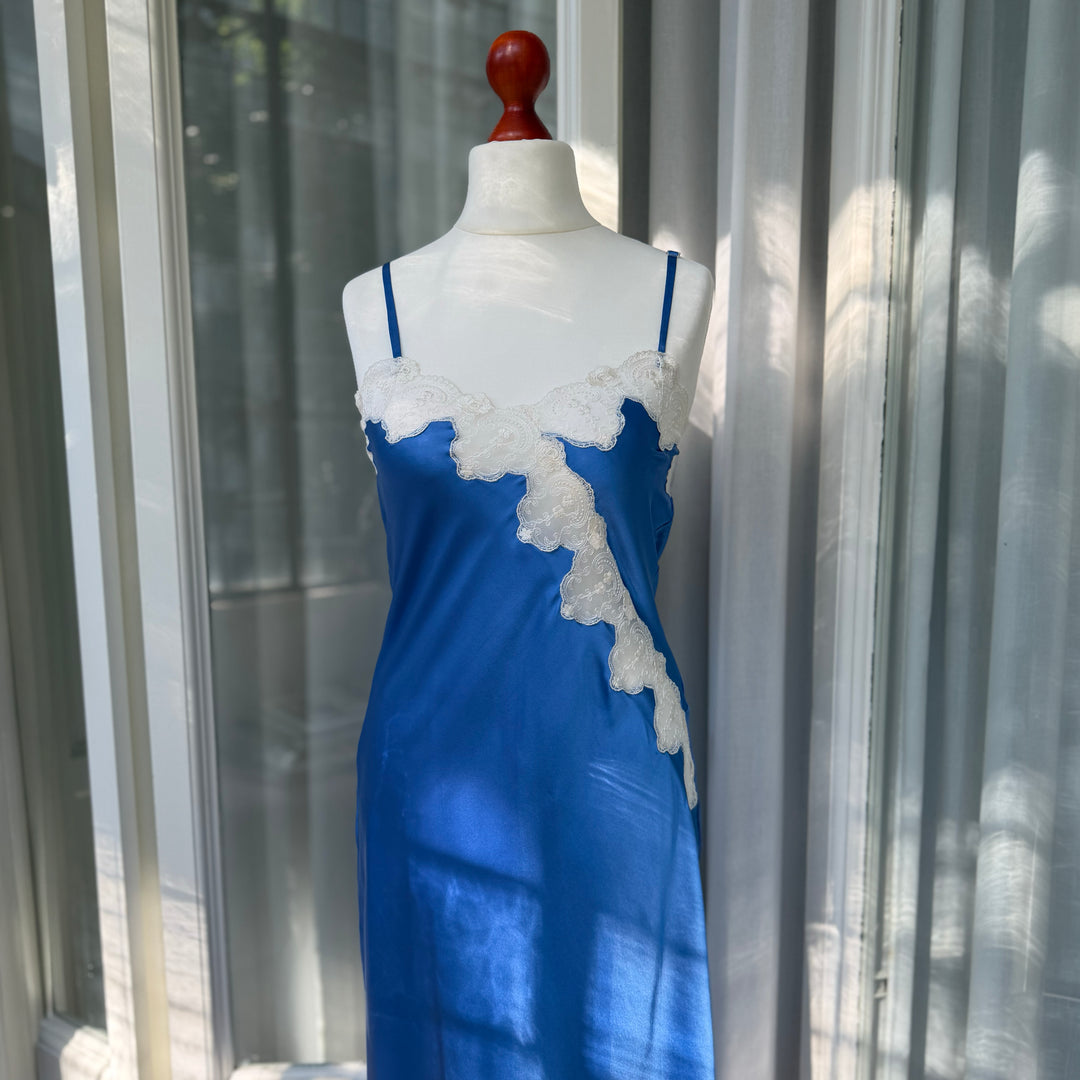 PURE SILK NIGHTGOWN LAUREN - BLUE