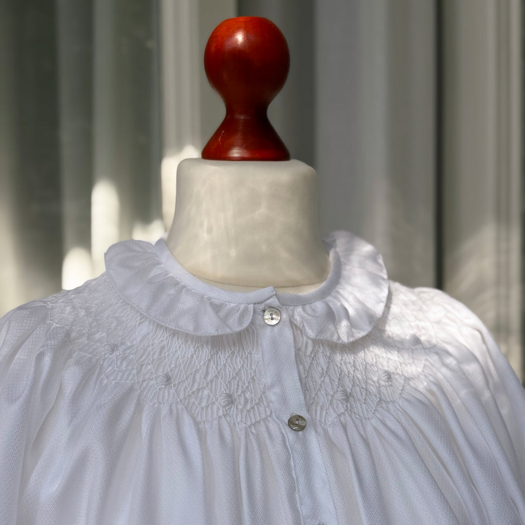 CAMICIA DA NOTTE CON SMOCK - MANICA CORTA