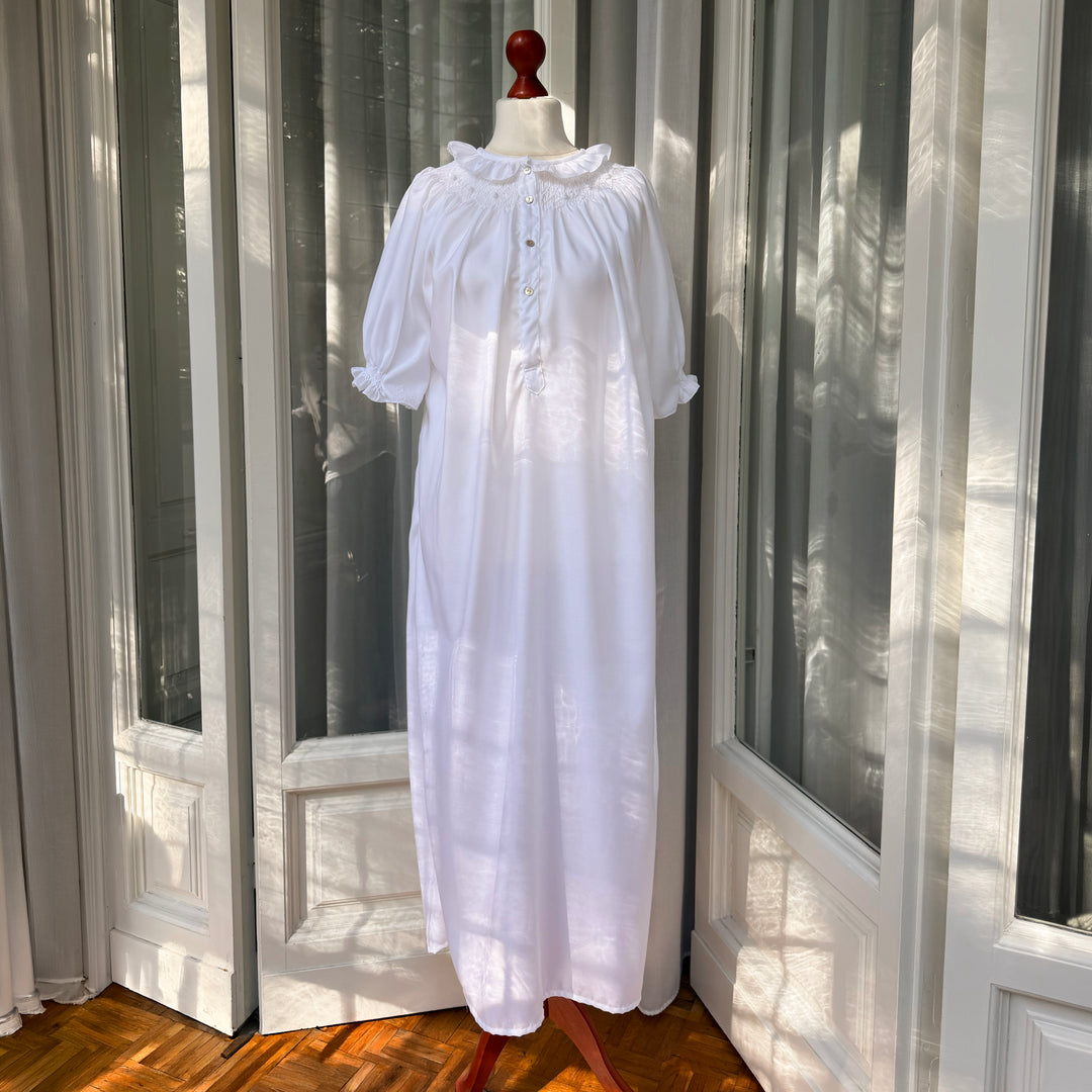 CAMICIA DA NOTTE CON SMOCK - MANICA CORTA