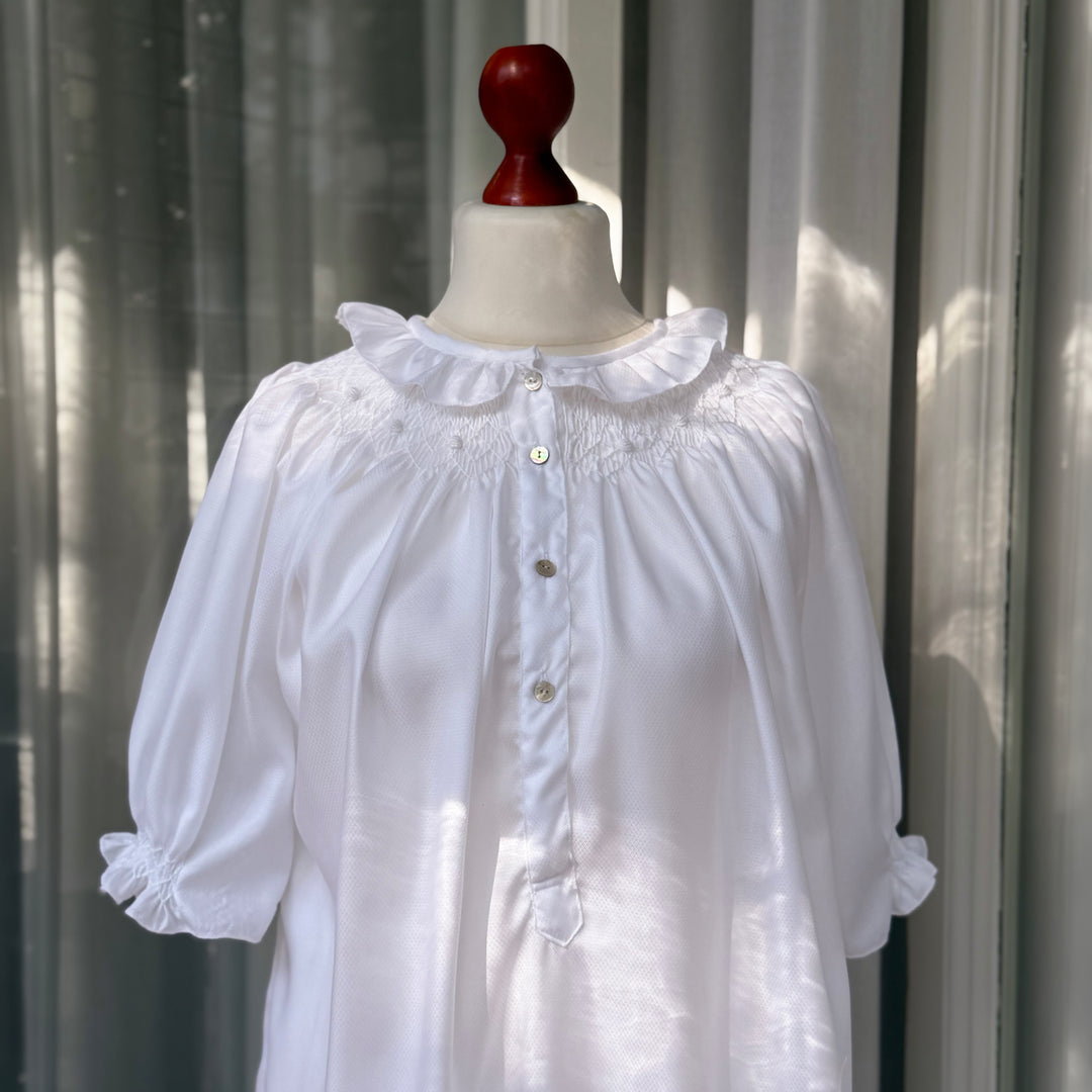 CAMICIA DA NOTTE CON SMOCK - MANICA CORTA