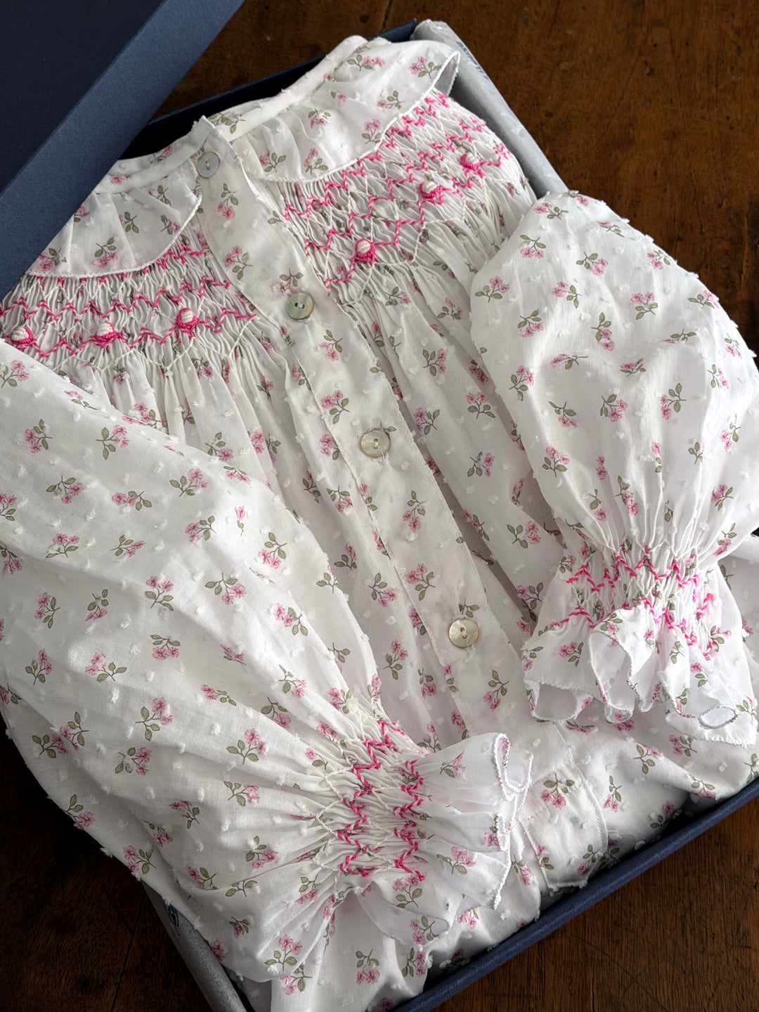 CAMICIA DA NOTTE A FIORI CON SMOCK - PLUMETIS