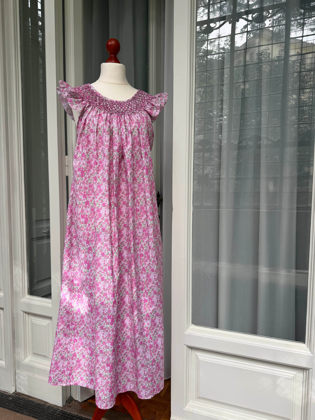CAMICIA DA NOTTE CON SMOCK - FIORI