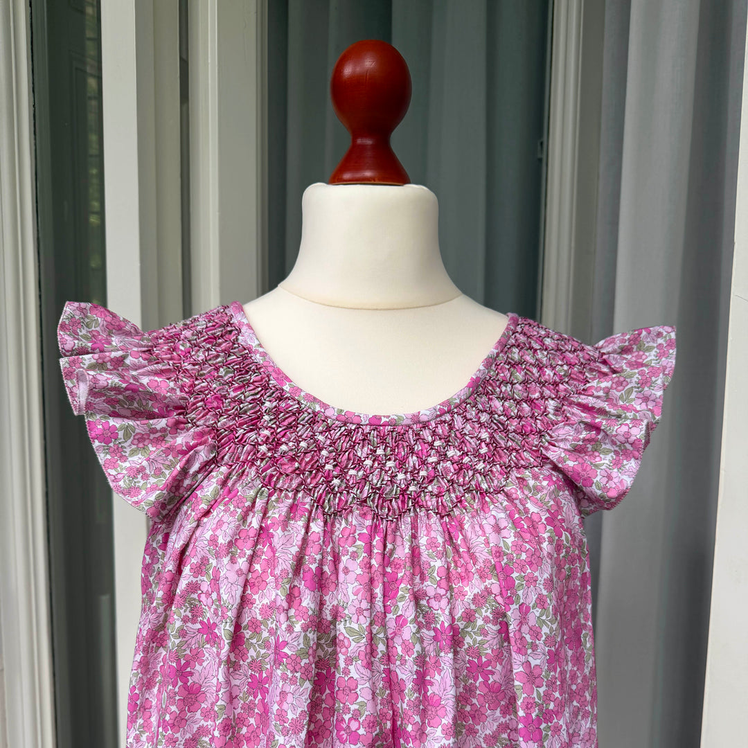 CAMICIA DA NOTTE CON SMOCK - FIORI