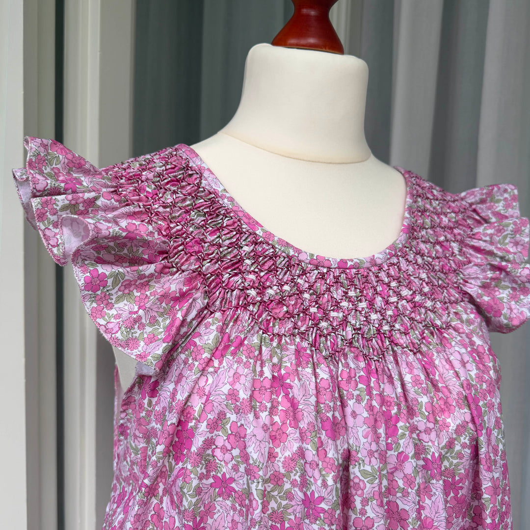 CAMICIA DA NOTTE CON SMOCK - FIORI