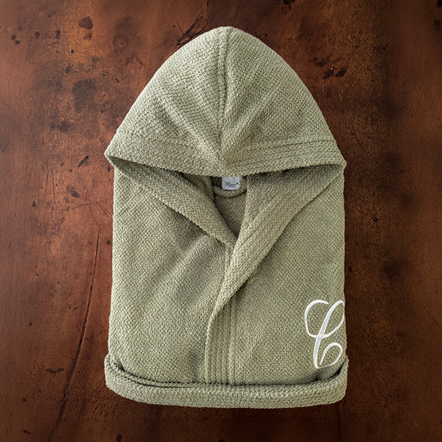 MICRO JAQUARD BATHROBE - SAGE GREEN