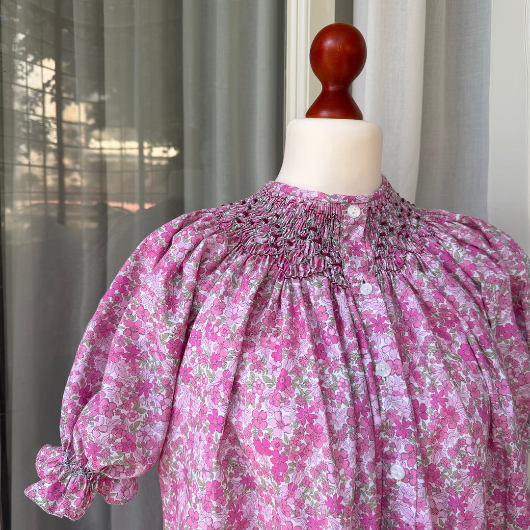 CAMICIA DA NOTTE CON SMOCK - FIORI