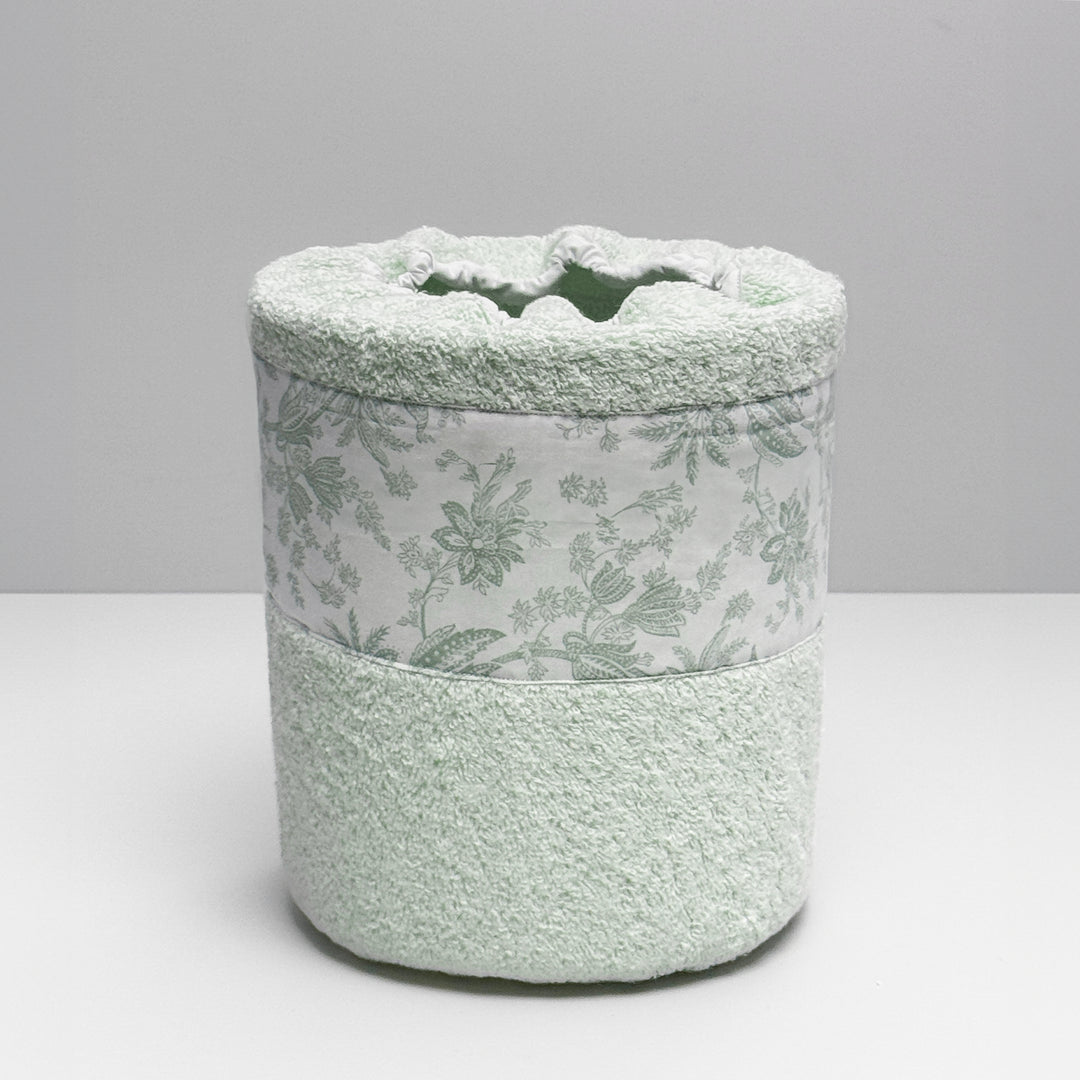 PRINTED LEAVES - BATH BIN GREEN